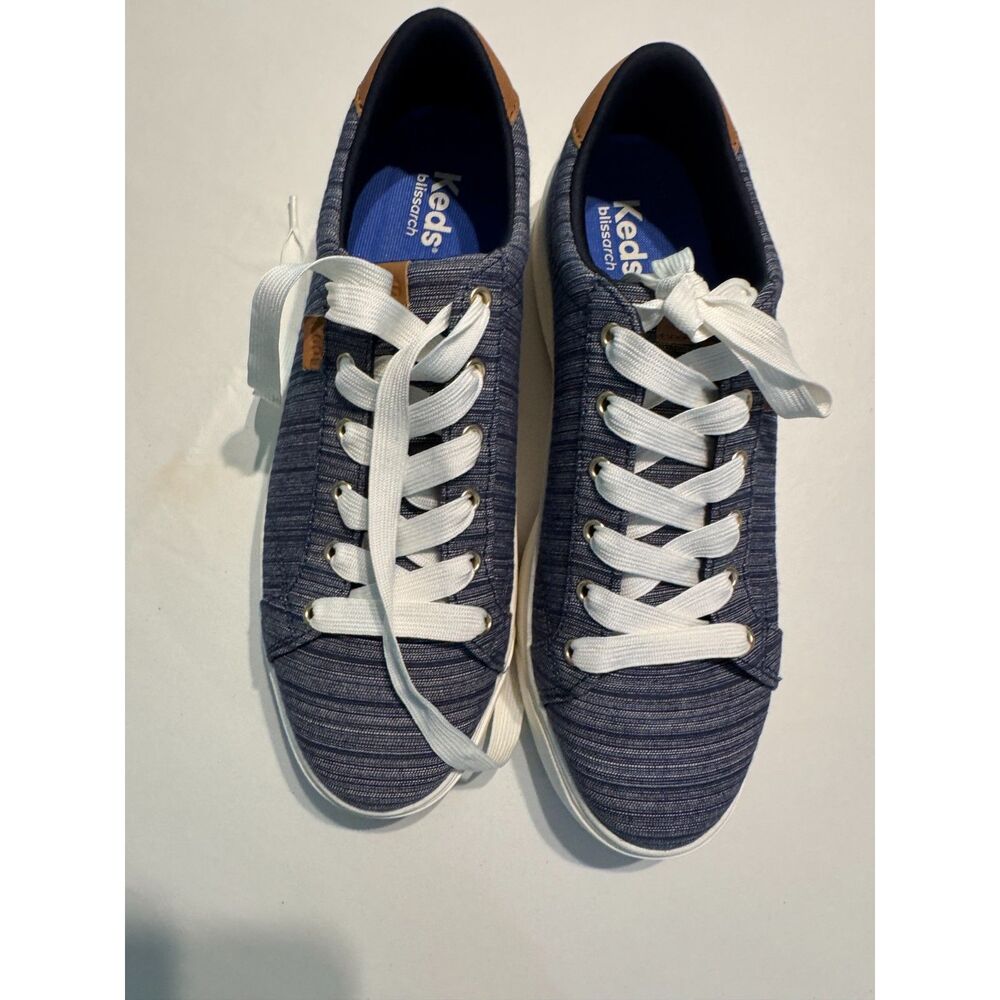 Keds BlissArch Blue Striped Lace-Up Sneakers - NWOB